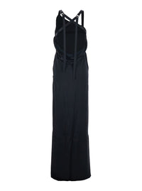 The Attico Women Black Long Sleeveless Dress With Crossed Adjustable Straps And Open Back In Viscose For Women