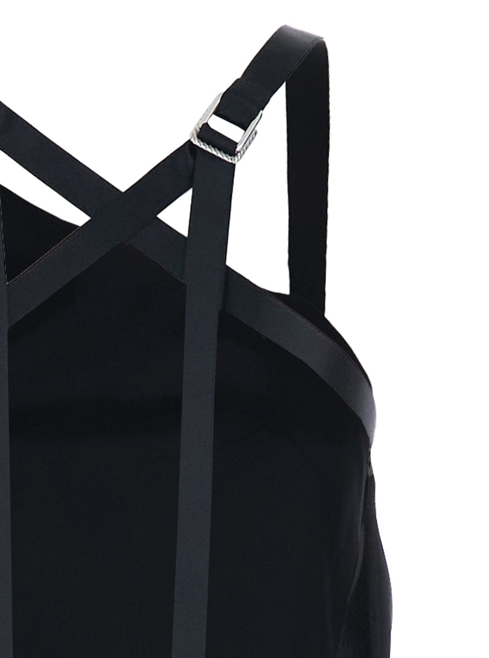The Attico Women Black Long Sleeveless Dress With Crossed Adjustable Straps And Open Back In Viscose For Women