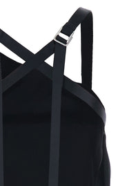 The Attico Women Black Long Sleeveless Dress With Crossed Adjustable Straps And Open Back In Viscose For Women