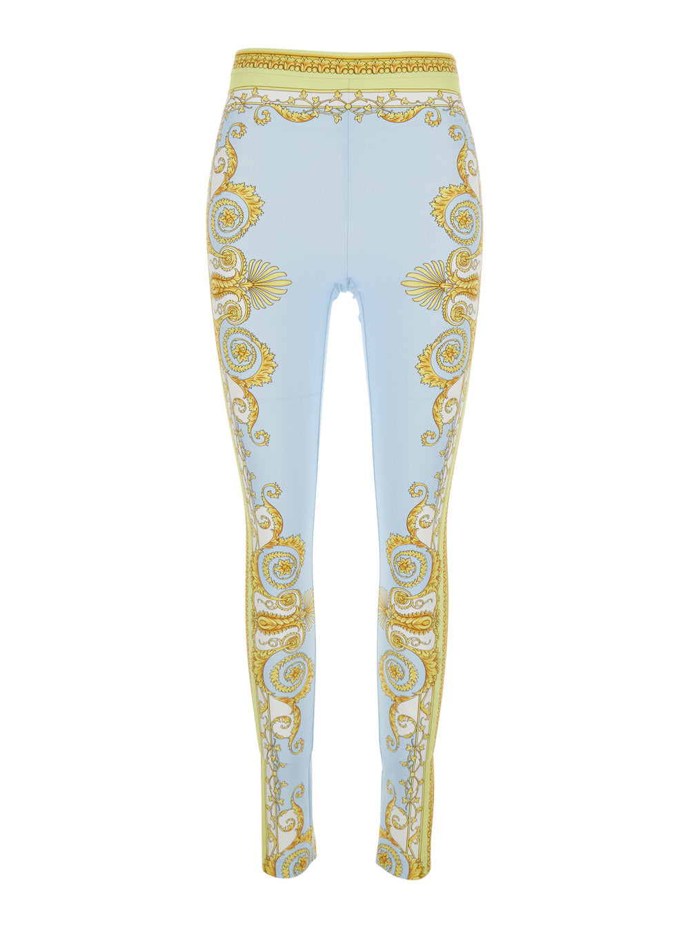 Versace Women Multicolor Leggings With All-Over Baroque Print In Stretch Fabric For Women