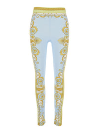 Versace Women Multicolor Leggings With All-Over Baroque Print In Stretch Fabric For Women