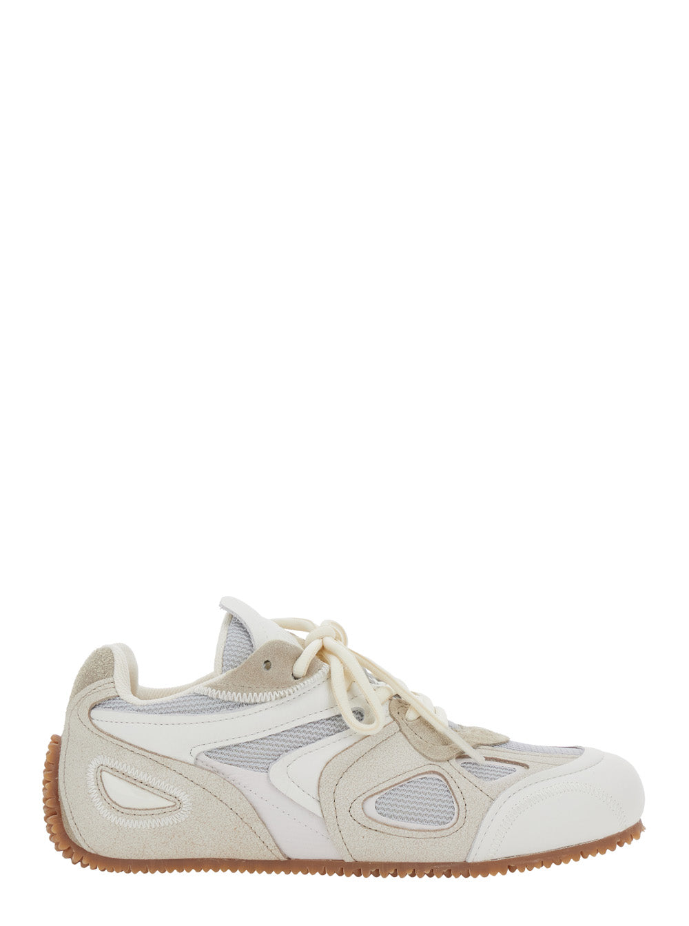 Axel Arigato Women 'Slow Runner' White And Beige Sneaker With Mesh Inserts And Grooved Sole In Leather And Fabric Woman