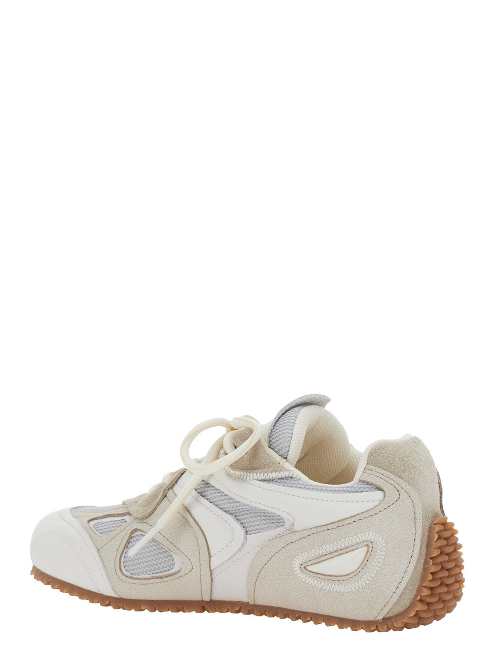 Axel Arigato Women 'Slow Runner' White And Beige Sneaker With Mesh Inserts And Grooved Sole In Leather And Fabric Woman