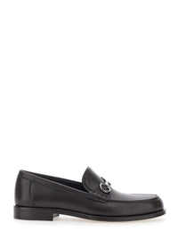 Ferragamo Men Brown Loafers With Metallic Gancini Detail On The Front In Leather Man