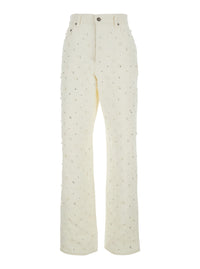 GOLDEN GOOSE Golden Goose Women White Jeans With Belt Loops And All-Over Crystal Decoration In Denim For Women