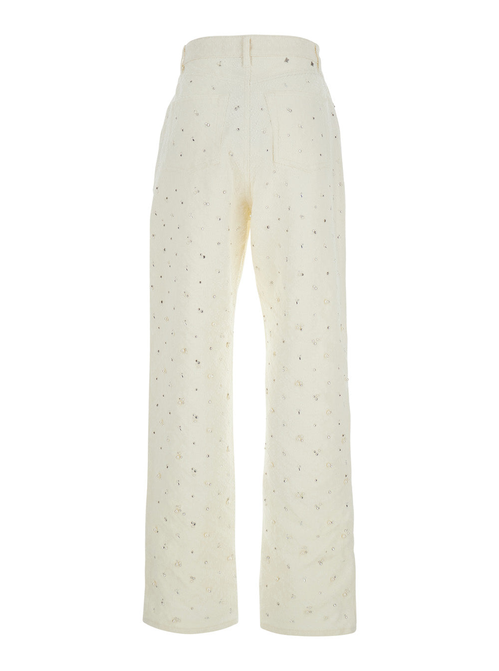 GOLDEN GOOSE Golden Goose Women White Jeans With Belt Loops And All-Over Crystal Decoration In Denim For Women