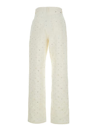 GOLDEN GOOSE Golden Goose Women White Jeans With Belt Loops And All-Over Crystal Decoration In Denim For Women