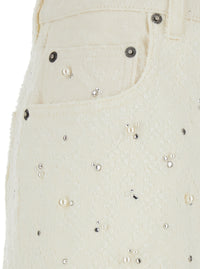 GOLDEN GOOSE Golden Goose Women White Jeans With Belt Loops And All-Over Crystal Decoration In Denim For Women