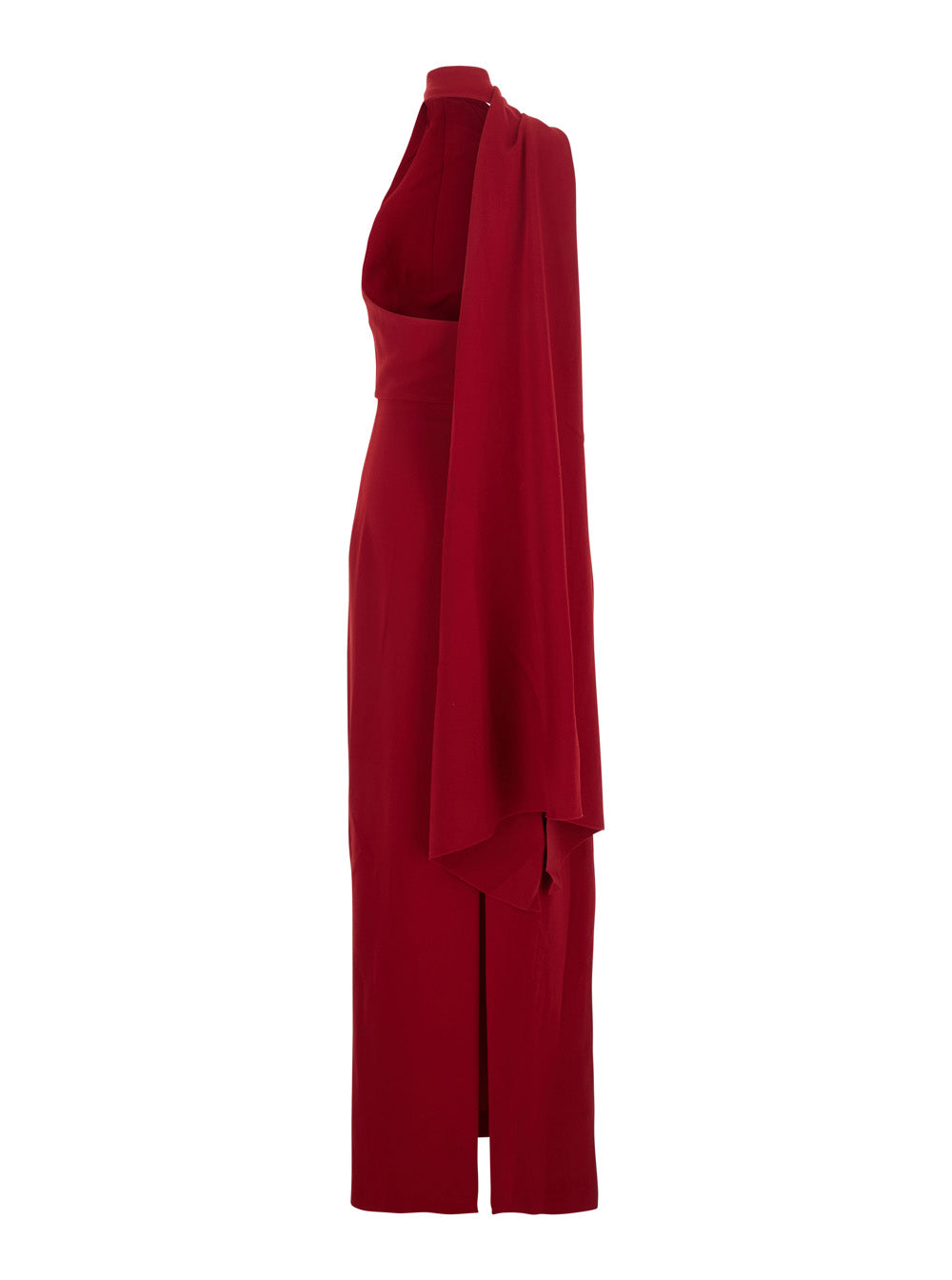 Solace London Women Long Dress 'Demi' With One-Shoulder Design And Back Vent In Red Fabric For Women