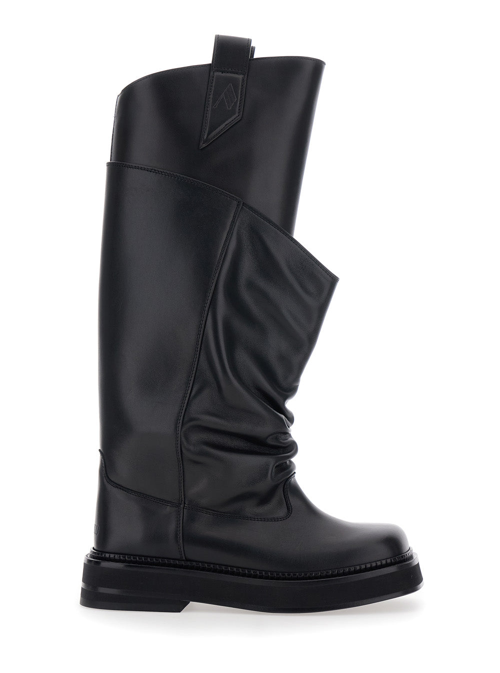 The Attico Women Black 'Passeggiata' Boots With Pull-Tab And Rubber Sole In Leather Woman