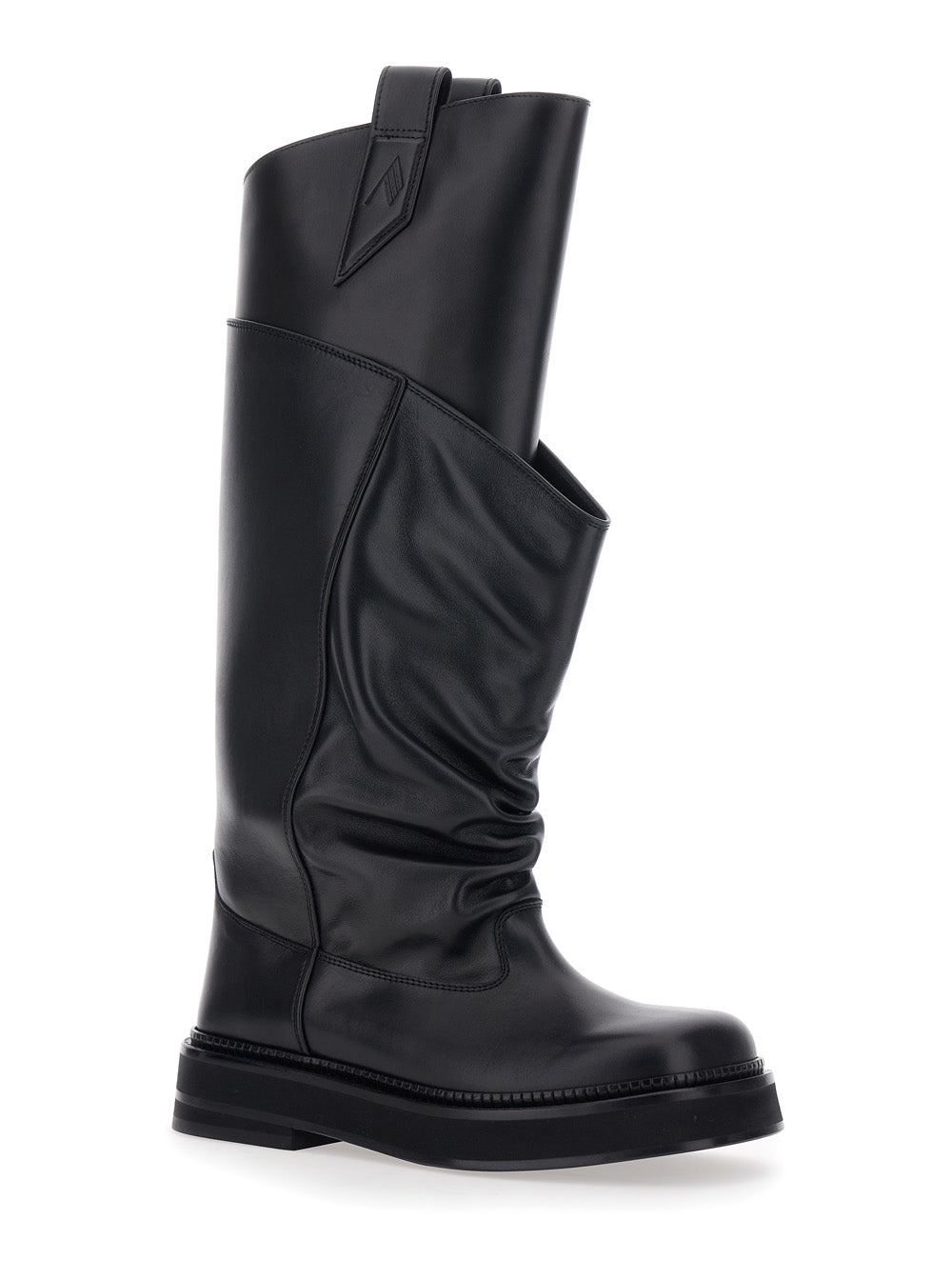 The Attico Women Black 'Passeggiata' Boots With Pull-Tab And Rubber Sole In Leather Woman