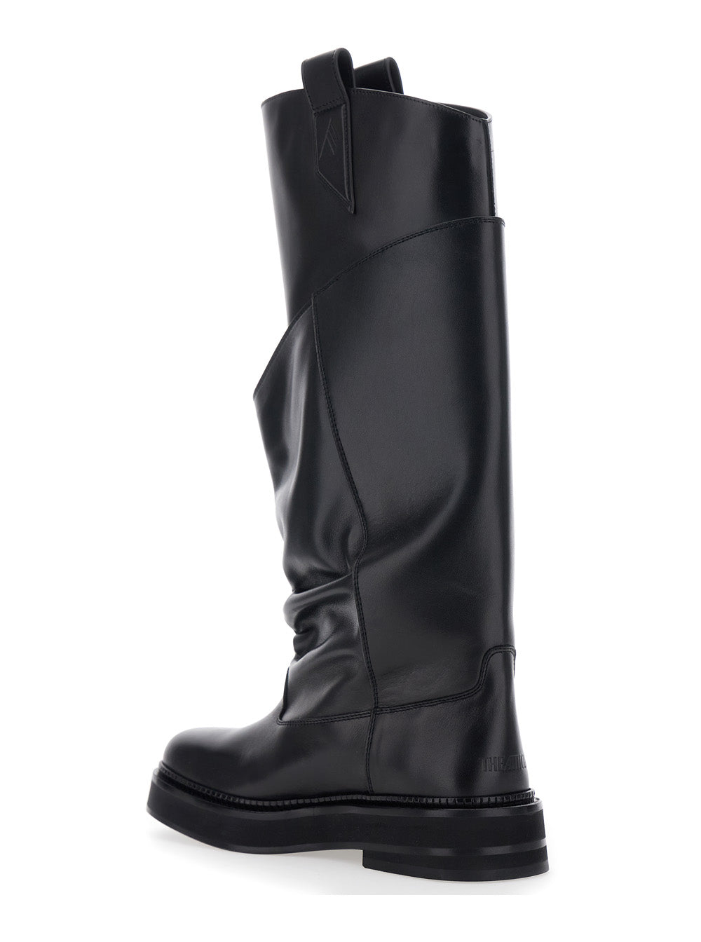 The Attico Women Black 'Passeggiata' Boots With Pull-Tab And Rubber Sole In Leather Woman