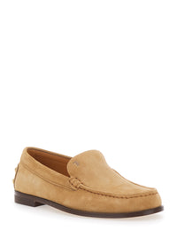 Tod's Women Loafers 'Tod's' Beige With Embossed Logo And Stud Details On The Back In Leather For Women
