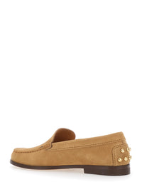 Tod's Women Loafers 'Tod's' Beige With Embossed Logo And Stud Details On The Back In Leather For Women