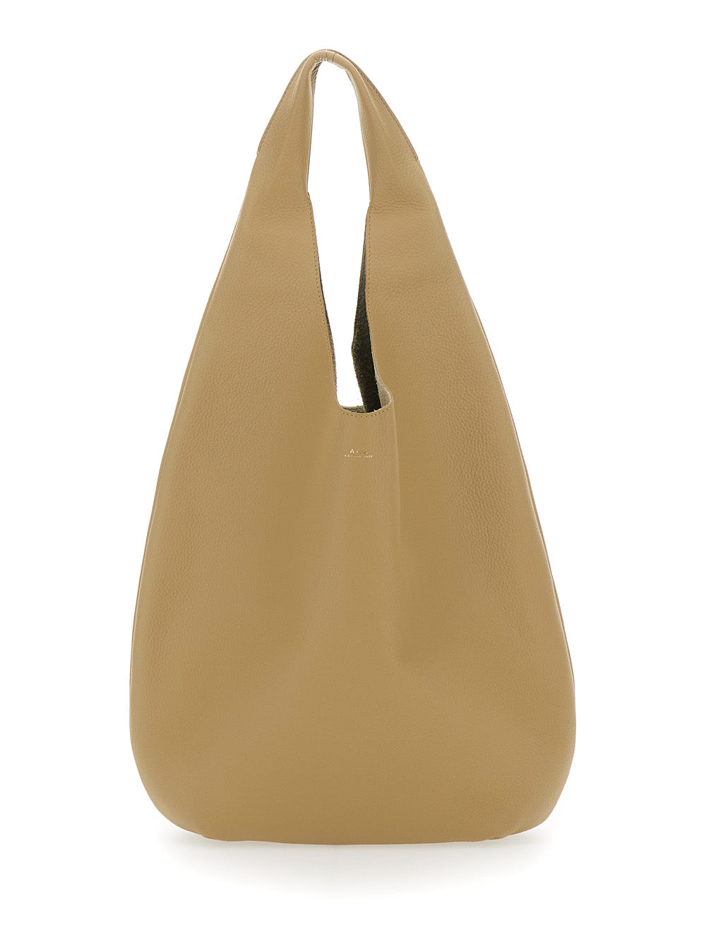 A.P.C. Women 'Le Neige' Beige Shoulder Bag With Logo Embossed On The Front In Crinkled Leather For Women