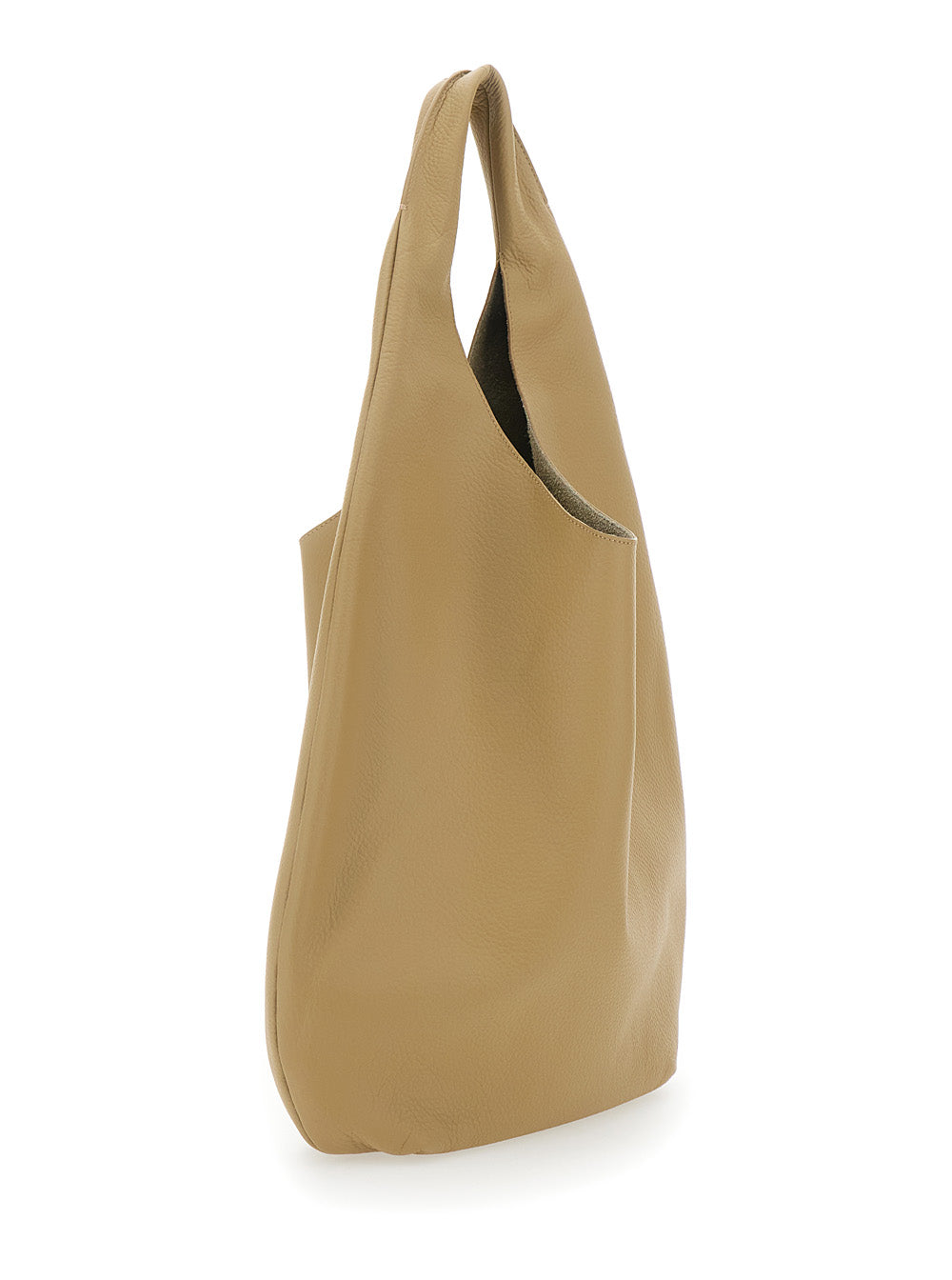 A.P.C. Women 'Le Neige' Beige Shoulder Bag With Logo Embossed On The Front In Crinkled Leather For Women