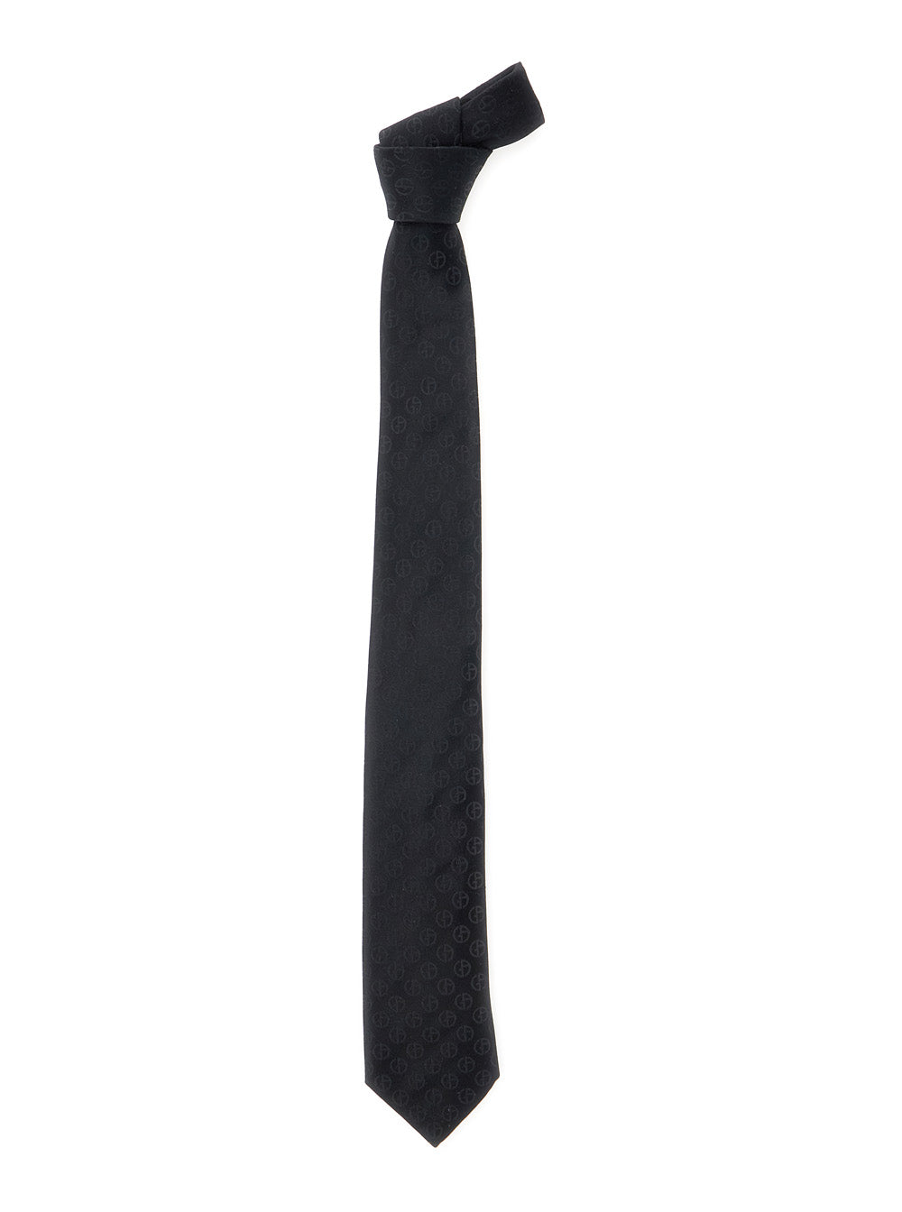 Giorgio Armani Men Blacktie With All-Over Tonal Logo In Silk Man