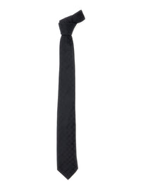 Giorgio Armani Men Blacktie With All-Over Tonal Logo In Silk Man