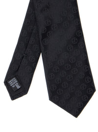 Giorgio Armani Men Blacktie With All-Over Tonal Logo In Silk Man