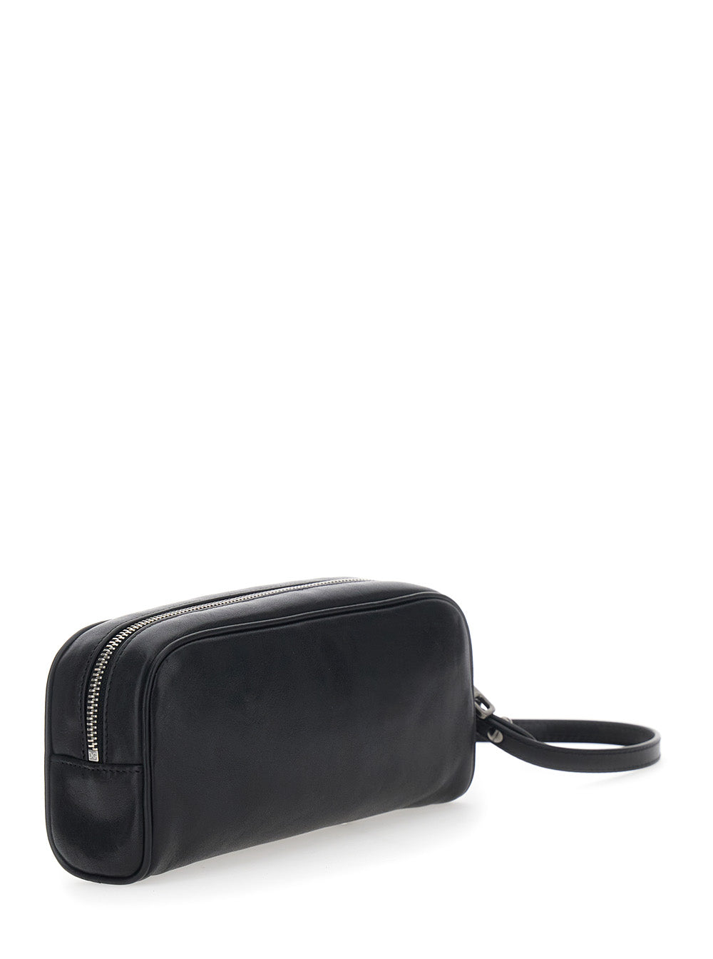Dolce & Gabbana Men Black Clutch With Wrist Strap And Lettering Logo On The Front In Leather For Men