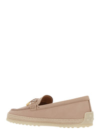 Tod's Women Loafers 'Tod's' Pink With Bow Detail And Rope Trim In Leather Women