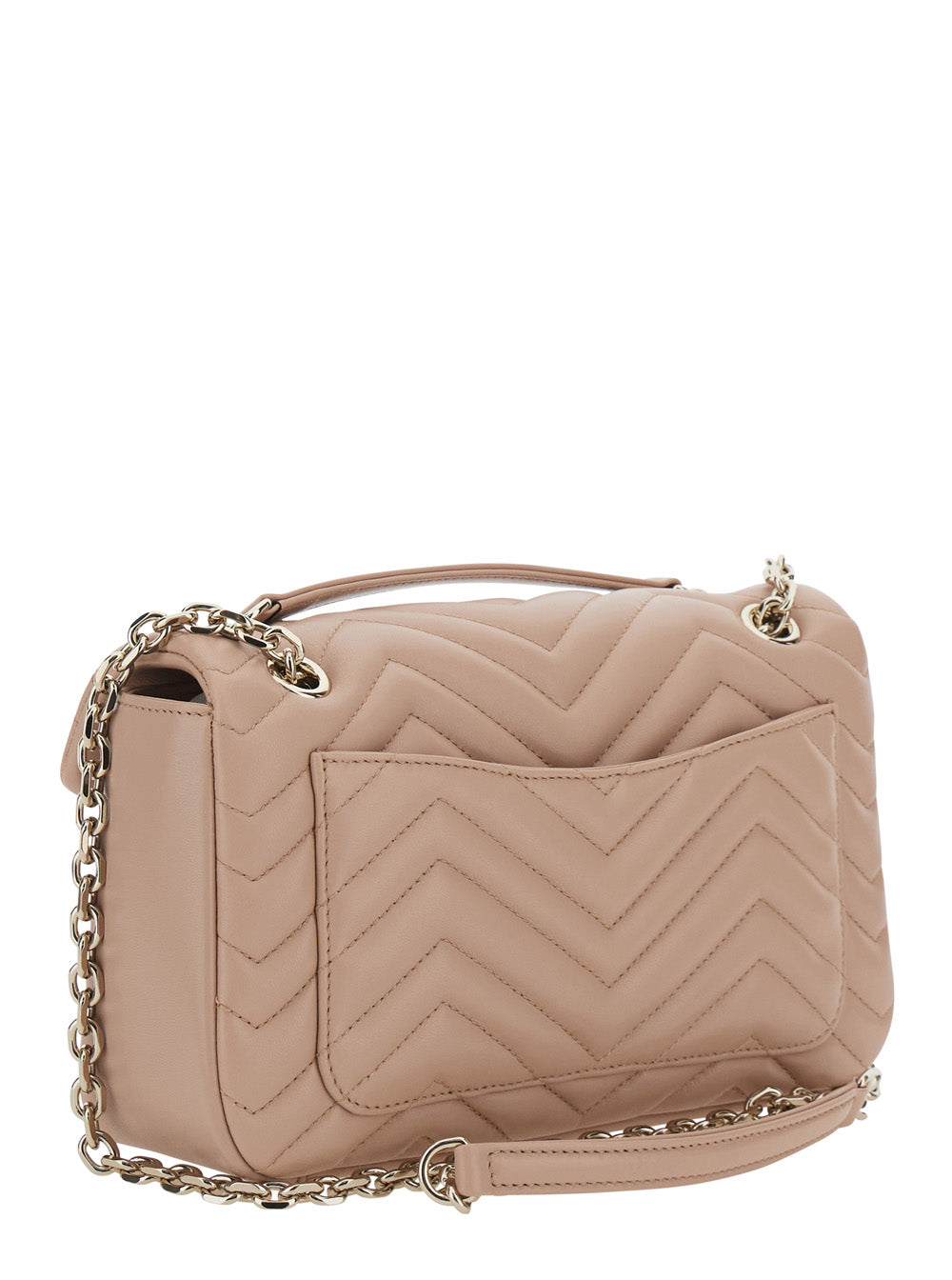 Gucci Women Gg Marmont Shoulder Bag With Adjustable Chain Strap And Gg Plaque On Front In Pink Leather For Women
