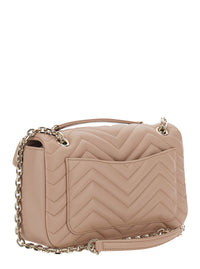 Gucci Women Gg Marmont Shoulder Bag With Adjustable Chain Strap And Gg Plaque On Front In Pink Leather For Women