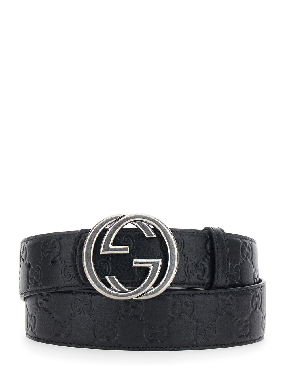 Gucci Men Black Reversible Belt With Gg Buckle In Leather For Men