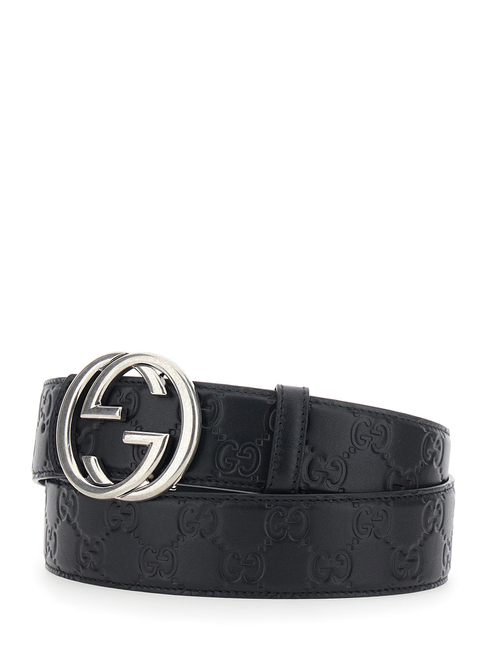 Gucci Men Black Reversible Belt With Gg Buckle In Leather For Men