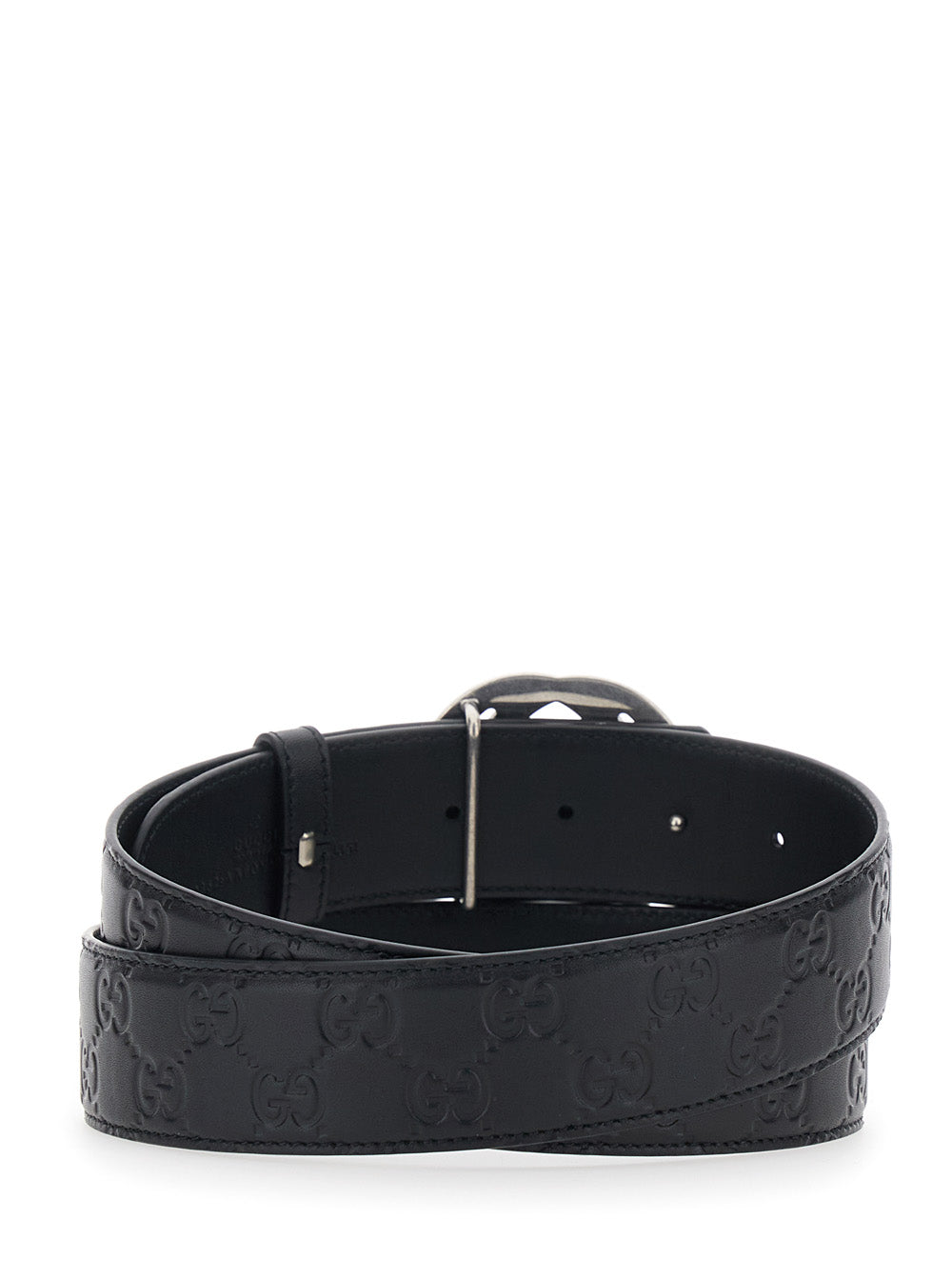 Gucci Men Black Reversible Belt With Gg Buckle In Leather For Men