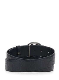 Gucci Men Black Reversible Belt With Gg Buckle In Leather For Men