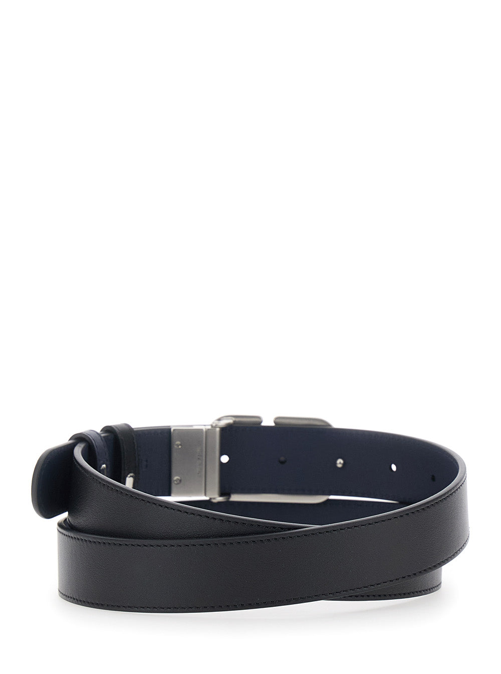 Valentino Garavani Men Black Reversible Belt With Vlogo Buckle On The Front In Leather Man
