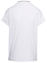 Brunello Cucinelli Women White V-Neck T-Shirt With Monile Detail In Stretch Cotton Woman Brunello Cucinelli