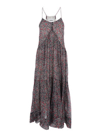 Isabel Marant Etoile Women Long Dress 'Sabba' With Straps And All-Over Multicolor Cotton Motif For Women