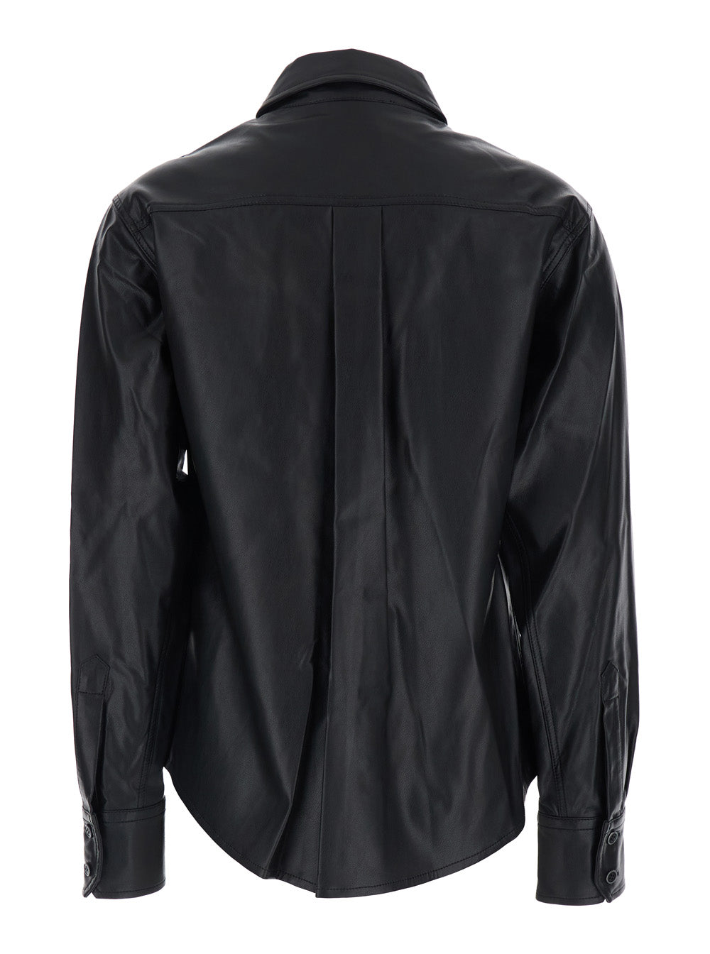 Isabel Marant Etoile Women 'Noee' Black Shirt With Classic Collar And Patch Pockets On The Front In Ecoleather For Women