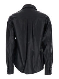 Isabel Marant Etoile Women 'Noee' Black Shirt With Classic Collar And Patch Pockets On The Front In Ecoleather For Women