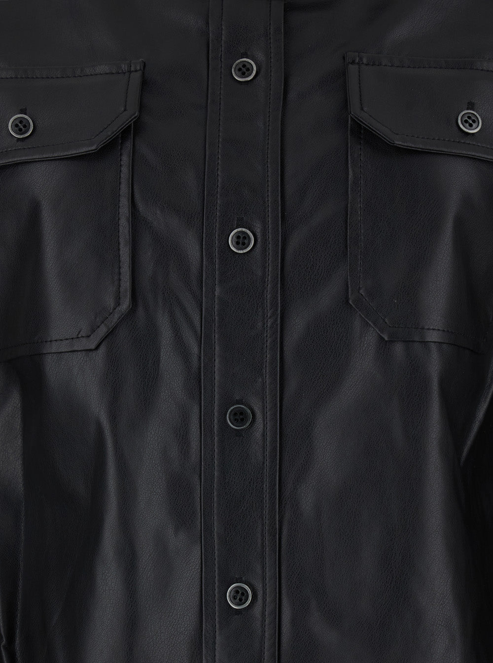Isabel Marant Etoile Women 'Noee' Black Shirt With Classic Collar And Patch Pockets On The Front In Ecoleather For Women