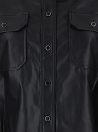 Isabel Marant Etoile Women 'Noee' Black Shirt With Classic Collar And Patch Pockets On The Front In Ecoleather For Women