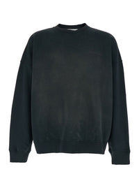 Golden Goose Men Grey Crewneck Sweatshirt With Logo Lettering On The Front And Bleached Effect In Cotton Men