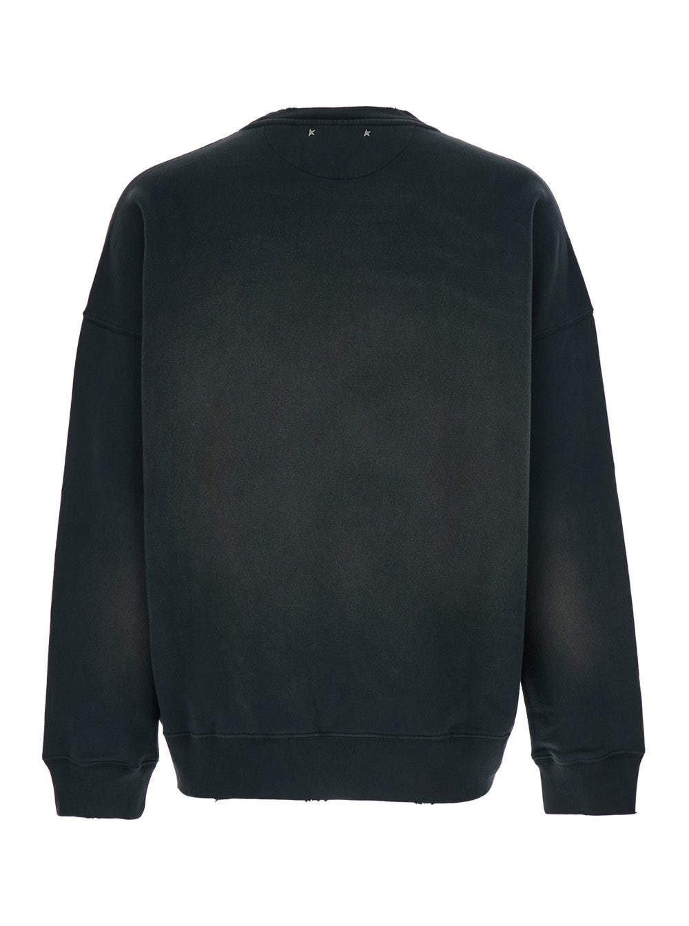 Golden Goose Men Grey Crewneck Sweatshirt With Logo Lettering On The Front And Bleached Effect In Cotton Men