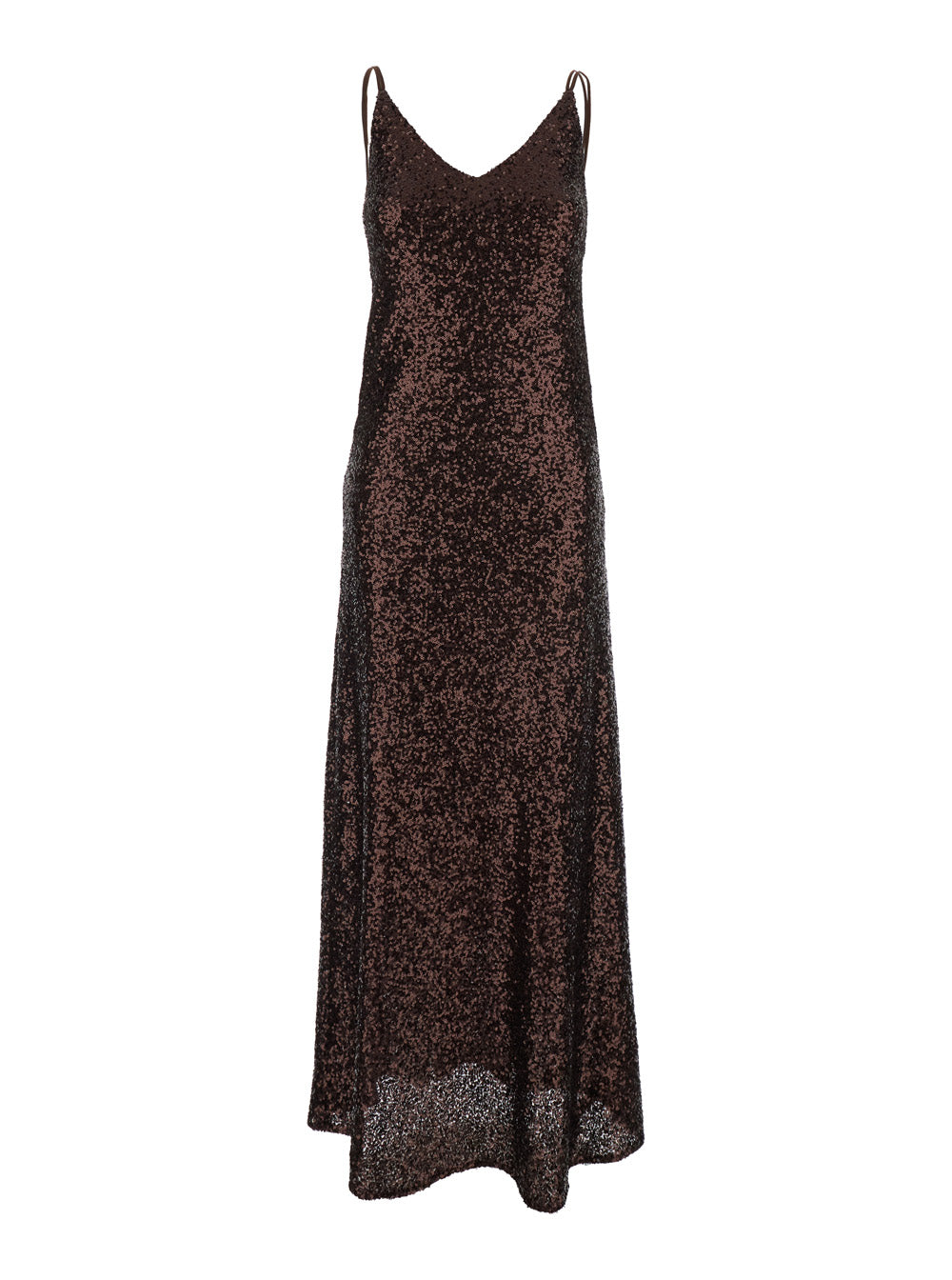 Leplain Women Long Dress "Plain" With Straps And All-Over Applied Sequins In Brown Fabric For Women