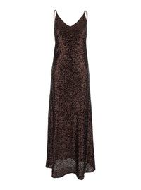 Leplain Women Long Dress "Plain" With Straps And All-Over Applied Sequins In Brown Fabric For Women