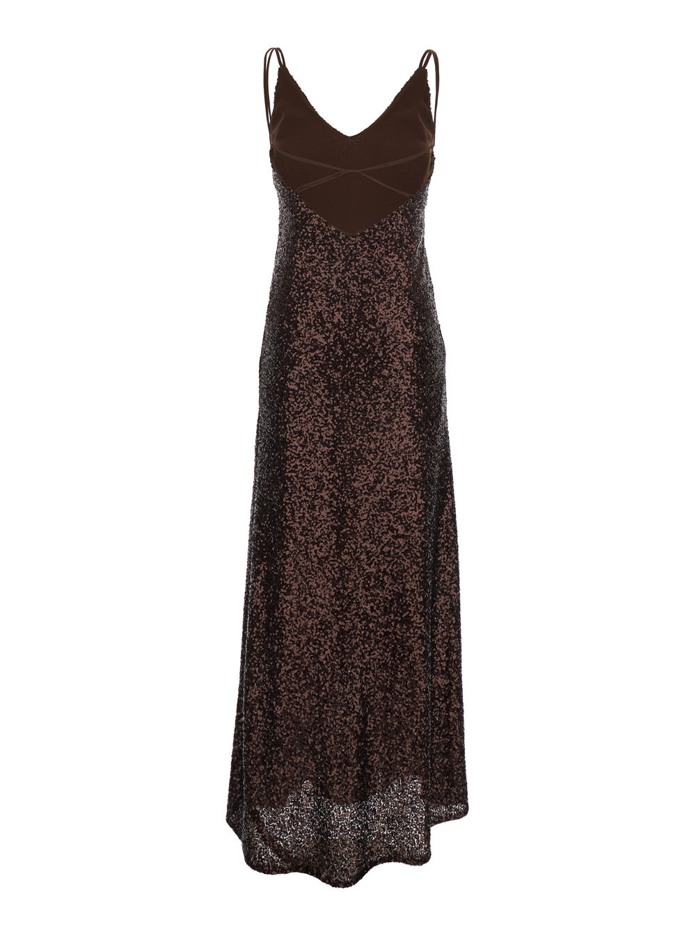 Leplain Women Long Dress "Plain" With Straps And All-Over Applied Sequins In Brown Fabric For Women