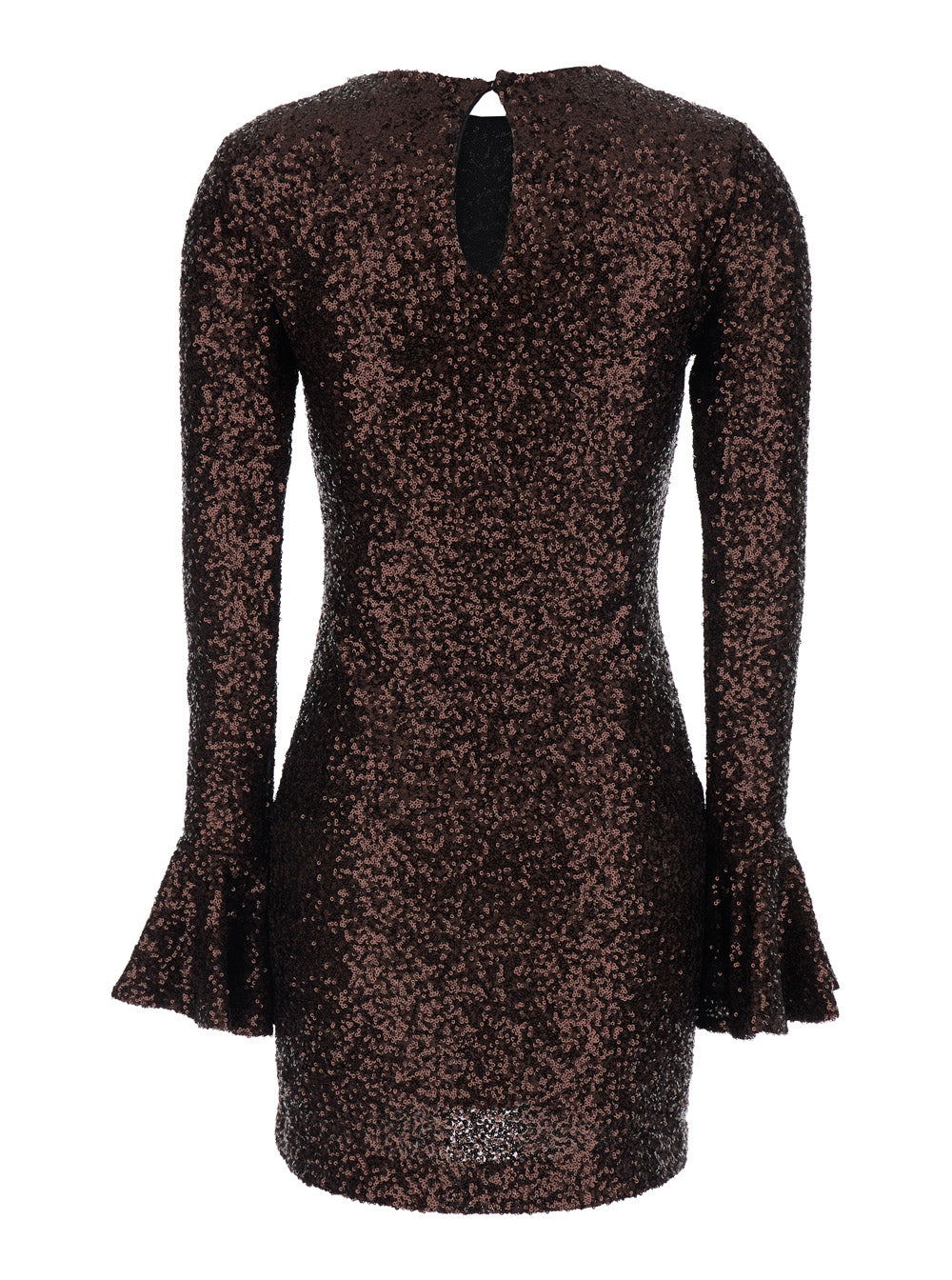Leplain Women Brown Dress With Round Neck And All-Over Applied Sequins In Fabric For Women
