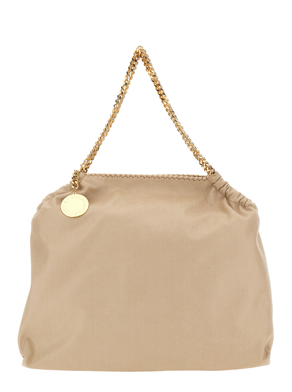 Stella Mccartney Women Falabella' Shoulder Bag With Diamond Effect Chain And Logo Charm On Front In Ecoleather Beige Women