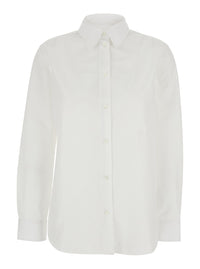 BURBERRY Burberry Women 'Ellora' White Shirt With Pointed Collar And Tone-On-Tone Embroidered Logo In Cotton Woman