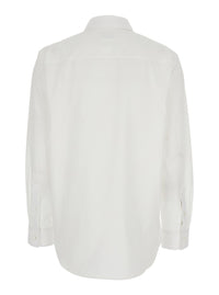 BURBERRY Burberry Women 'Ellora' White Shirt With Pointed Collar And Tone-On-Tone Embroidered Logo In Cotton Woman