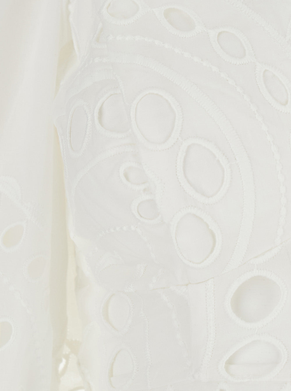 Charo Ruiz Women 'Luna' White Top With Deep Neckline And Intricate Embroidery In Cotton Blend For Women