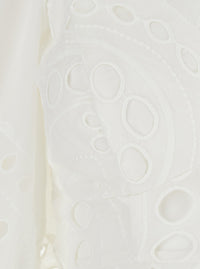 Charo Ruiz Women 'Luna' White Top With Deep Neckline And Intricate Embroidery In Cotton Blend For Women