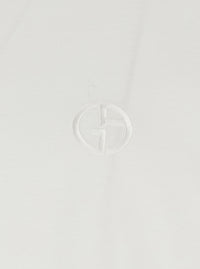 Giorgio Armani Men White T-Shirt With Embroidered Logo On The Front In Cotton Man